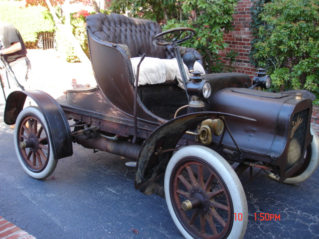 Dick's all original 1906 Cadillac being photographed at Dick's residence.
