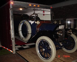DSC02188 Midnight on Saturday the night before the show and the 1912 Cadillac Model 30 is officially finished and is being loaded into the trailer for transport.