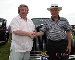 DSC05764 Dick Shappy (L) and Ray Belsito. Ray did a great restoration on the 1938 Packard Landaulet By Rollston.