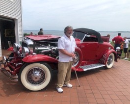 2019 Cadillac LaSalle Show IMG_9864 Dick Shappy proudly standing next to his latest acquisition, the 1929 Duesenberg J-268.