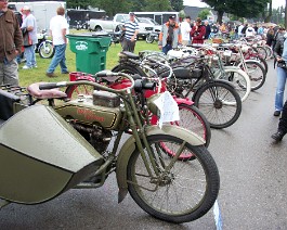 Rhinebeck 2010 100_0653 Some of the early motorcycles displayed in the "Legendary Timeline" show on Saturday morning.