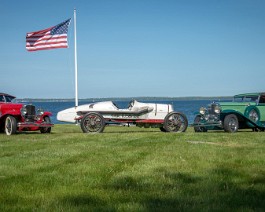 Three Toys (Duesenbergs) 2020-07-12 6860 Shown from left to right on beautiful Narragansett Bay in Warwick, Rhode Island are the 1929 Duesenberg J-268 Convertible Coupe, 1918 Revere Duesenberg Long...