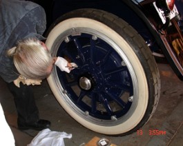 DSC03992 The day before show time, and finishing touches are still being performed. Wheel pin stripping being applied.