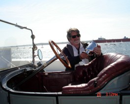 DSC03926 Dick Shappy admiring his new trophy. 1914 American Underslung Concours D'Elegance Newport, Rhode Island on May 25-26 2008.