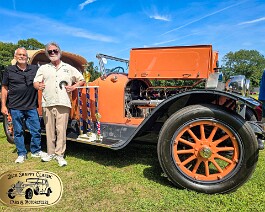 1917 Locomobile Mod 48 Corvette Club of R I 2026 05 Operator and Specialist Anthony Broccoli and Dick Shappy pose with the President's Choice Award, Best Paint Award, and 1917 Locomobile Model 48 Dual Cowl...