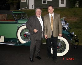 DSC02730 Dick Shappy (L) and Greg McDermont standing in front of the J-505 at the pre show cocktail party held at Bill King's 70 acre estate in Redding, Connecticut.