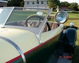 1916 Crane-Simplex Torpedo Runabout DSC00932 Our machine shop took on the job of designing and producing the very elegant slant V-shaped windshield shown here. We were also lucky to acquire a headlight...