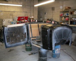 1933 Cadillac V-16 Convertible Coupe body by Fisher 33 v16-brocks collision center inc. 025 Body at paint shop before paint. Notice how solid the body appears before paint.